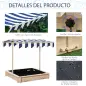 Arenero Infantil con Toldo Ajustable en Altura 2 Bancos y Respaldos Desmontables para Patio 106x106x115 cm Natural Arenero Infantil con Toldo Ajustable en Altura 2 Bancos y Respaldos Desmontables para Patio 106x106x115 cm Natural
