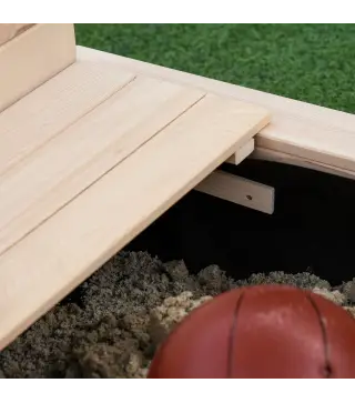 Arenero Infantil con Toldo Ajustable en Altura 2 Bancos y Respaldos Desmontables para Patio 106x106x115 cm Natural