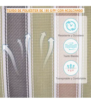 Silla Colgante Estampado Rayas Hamaca con Cojín Reposacabezas para Interior Exterior 100x106 cm Carga Máx. 100 kg