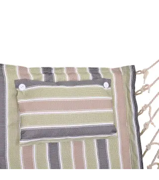 Silla Colgante Estampado Rayas Hamaca con Cojín Reposacabezas para Interior Exterior 100x106 cm Carga Máx. 100 kg