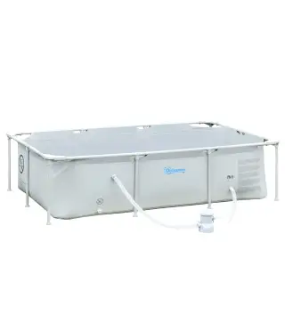 Piscina Desmontable Tubular 252x152x65 cm 2163L con Depuradora de Cartucho 1200L/H Piscina Rectangular de Exterior para Adultos