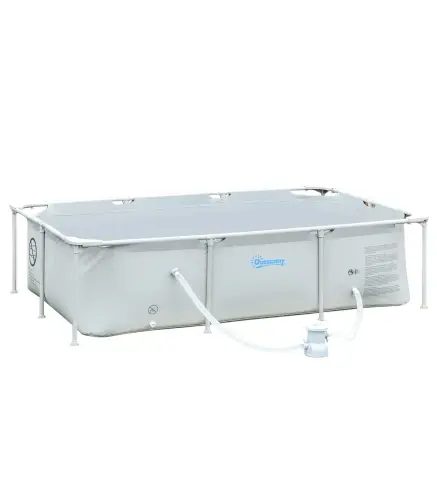 Piscina Desmontable Tubular 252x152x65 cm 2163L con Depuradora de Cartucho 1200L/H Piscina Rectangular de Exterior para Adultos