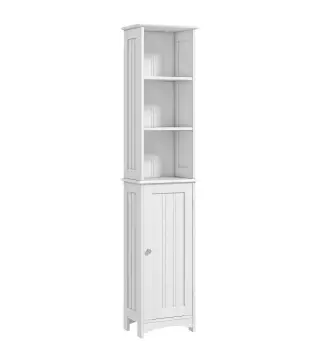 Columna de Baño con 3 Compartimientos Puerta y Estantes Ajustables para Ducha Aseo 34x23x165 cm Blanco