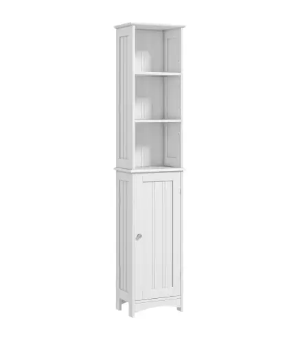Columna de Baño con 3 Compartimientos Puerta y Estantes Ajustables para Ducha Aseo 34x23x165 cm Blanco