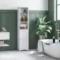Columna de Baño con 3 Compartimientos Puerta y Estantes Ajustables para Ducha Aseo 34x23x165 cm Blanco