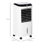 Climatizador Evaporativo Enfriador de Aire Portátil 10L Humidificador Ventilador 60W Pantalla LED 38,2x31,6x76 cm Blanco