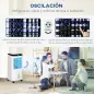 Climatizador Evaporativo Enfriador de Aire Portátil 10L Humidificador Ventilador 60W Pantalla LED 38,2x31,6x76 cm Blanco