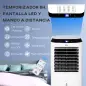 Climatizador Evaporativo Enfriador de Aire Portátil 10L Humidificador Ventilador 60W Pantalla LED 38,2x31,6x76 cm Blanco