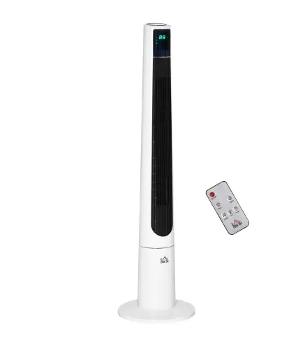 Ventilador de Torre Silencioso 50W con Control Remoto 3 Velocidades 3 Modos Temporizador 12H Oscilación 40° Blanco