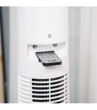 Ventilador de Torre Silencioso 50W con Control Remoto 3 Velocidades 3 Modos Temporizador 12H Oscilación 40° Blanco