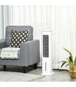 Climatizador Evaporativo Bajo Consumo 75W Altura 86 cm Oscilante con Control Remoto Depósito 5L 3 Modos 3 Velocidades Temporizad