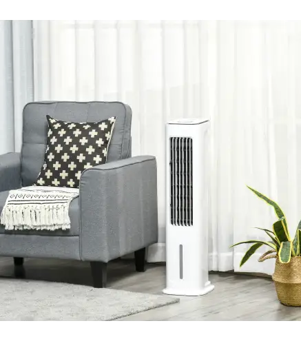 Climatizador Evaporativo Bajo Consumo 75W Altura 86 cm Oscilante con Control Remoto Depósito 5L 3 Modos 3 Velocidades Temporizad