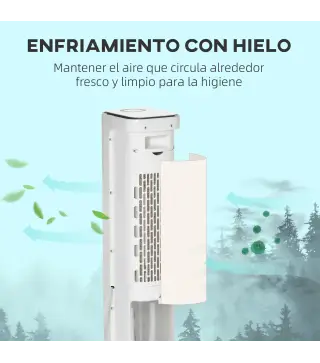 Climatizador Evaporativo Bajo Consumo 75W Altura 86 cm Oscilante con Control Remoto Depósito 5L 3 Modos 3 Velocidades Temporizad
