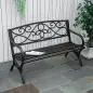 Banco de Jardín de 2 Plazas con Respaldo y Reposabrazos Estilo Vintage para Terraza Balcón Patio Exterior Carga 240 kg Hierro Fu