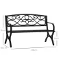 Banco de Jardín de 2 Plazas con Respaldo y Reposabrazos Estilo Vintage Exterior Carga 240 kg Hierro Fundido Acero Negro Banco de Jardín de 2 Plazas con Respaldo y Reposabrazos Estilo Vintage Exterior Carga 240 kg Hierro Fundido Acero Negro
