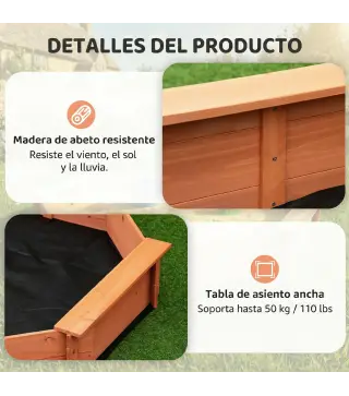 Arenero de Madera para Niños de 3-8 Años con Cubierta de Poliéster para Patio Jardín 139,5x139,5x21,5 cm Rojo y Azul