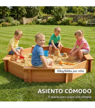 Arenero de Madera para Niños de 3-8 Años con Cubierta de Poliéster para Patio Jardín 139,5x139,5x21,5 cm Rojo y Azul