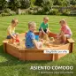 Arenero de Madera para Niños de 3-8 Años con Cubierta de Poliéster para Patio Jardín 139,5x139,5x21,5 cm Rojo y Azul