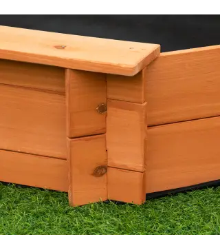 Arenero de Madera para Niños de 3-8 Años con Cubierta de Poliéster para Patio Jardín 139,5x139,5x21,5 cm Rojo y Azul