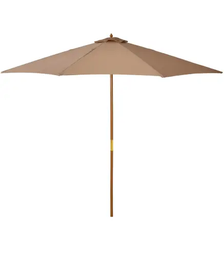 Sombrilla Terraza Exterior Ø300 cm con Techo Ventilado y Poste Desmontable de Madera para Terraza Patio Caqui