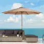 Sombrilla Terraza Exterior Ø300 cm con Techo Ventilado y Poste Desmontable de Madera para Terraza Patio Caqui
