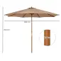 Sombrilla Terraza Exterior Ø300 cm con Techo Ventilado y Poste Desmontable de Madera para Terraza Patio Caqui
