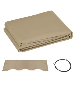 Techo de Repuesto para Toldo 382x240 cm Lona para Toldo con Dobladillo Protección UV Impermeable para Patio Beige