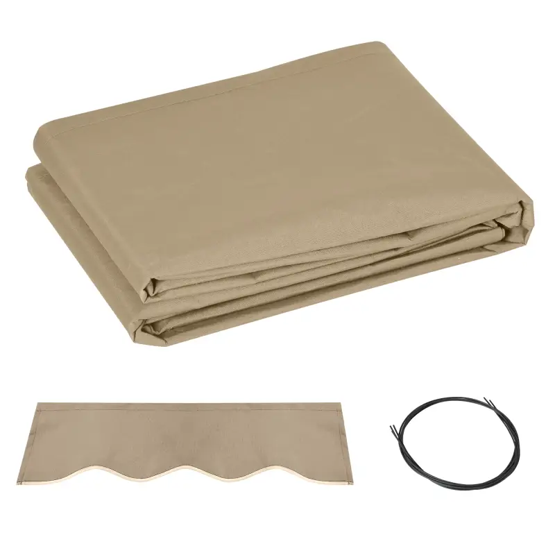 Techo de Repuesto para Toldo 382x240 cm Lona para Toldo con Dobladillo Protección UV Impermeable para Patio Beige
