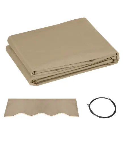 Techo de Repuesto para Toldo 382x240 cm Lona para Toldo con Dobladillo Protección UV Impermeable para Patio Beige