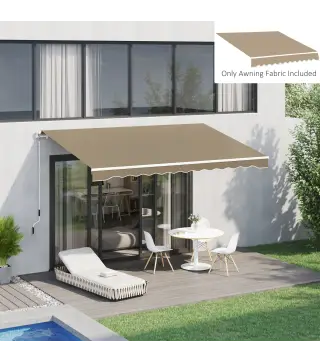 Techo de Repuesto para Toldo 382x240 cm Lona para Toldo con Dobladillo Protección UV Impermeable para Patio Beige