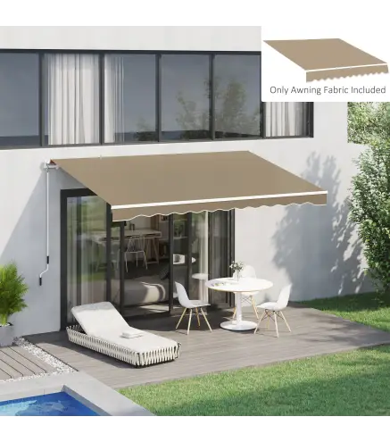 Techo de Repuesto para Toldo 382x240 cm Lona para Toldo con Dobladillo Protección UV Impermeable para Patio Beige