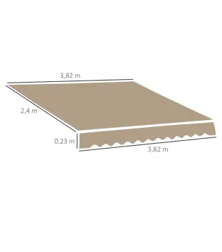 Techo de Repuesto para Toldo 382x240 cm Lona para Toldo con Dobladillo Protección UV Impermeable para Patio Beige