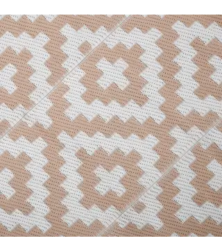 Alfombra de Exterior Reversible 182x274 cm con Patrón Geométrico Acabado Impermeable Café y Blanco