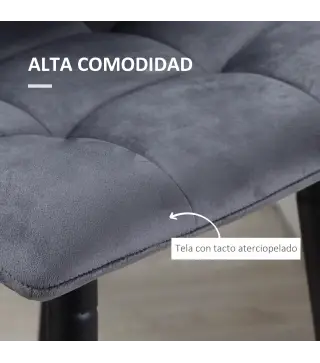 Juego de 2 Taburetes Altos de Cocina Taburetes de Bar Tapizados en Terciopelo con Reposapiés y Respaldo Gris