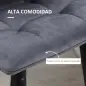 Juego de 2 Taburetes Altos de Cocina Taburetes de Bar Tapizados en Terciopelo con Reposapiés y Respaldo Gris