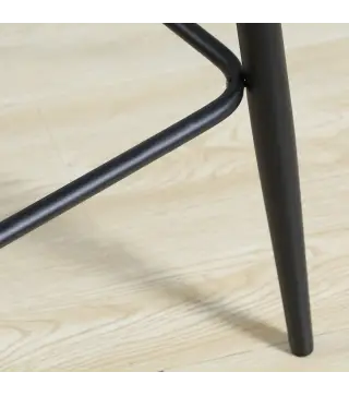 Juego de 2 Taburetes Altos de Cocina Taburetes de Bar Tapizados en Terciopelo con Reposapiés y Respaldo Gris