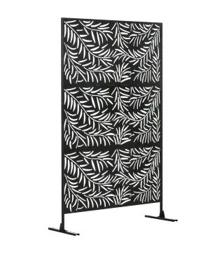 Biombo Separador de Ambientes con Diseño de Hoja de Sauce Biombo para Exterior Jardín Patio Terraza 122x45x198 cm Negro