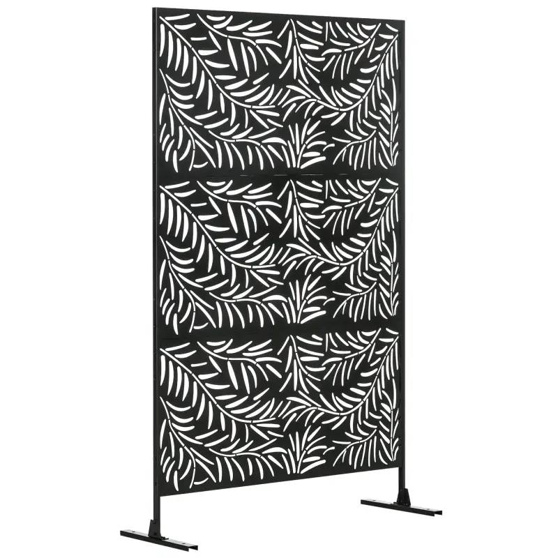 Biombo Separador de Ambientes con Diseño de Hoja de Sauce Biombo para Exterior Jardín Patio Terraza 122x45x198 cm Negro