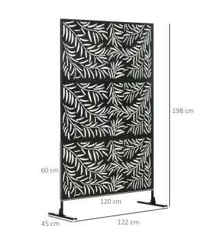 Biombo Separador de Ambientes con Diseño de Hoja de Sauce Biombo para Exterior Jardín Patio Terraza 122x45x198 cm Negro