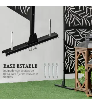 Biombo Separador de Ambientes con Diseño de Hoja de Sauce Biombo para Exterior Jardín Patio Terraza 122x45x198 cm Negro