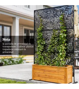 Biombo Separador de Ambientes con Diseño de Hoja de Sauce Biombo para Exterior Jardín Patio Terraza 122x45x198 cm Negro
