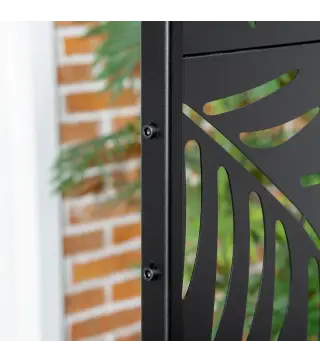 Biombo Separador de Ambientes con Diseño de Hoja de Sauce Biombo para Exterior Jardín Patio Terraza 122x45x198 cm Negro