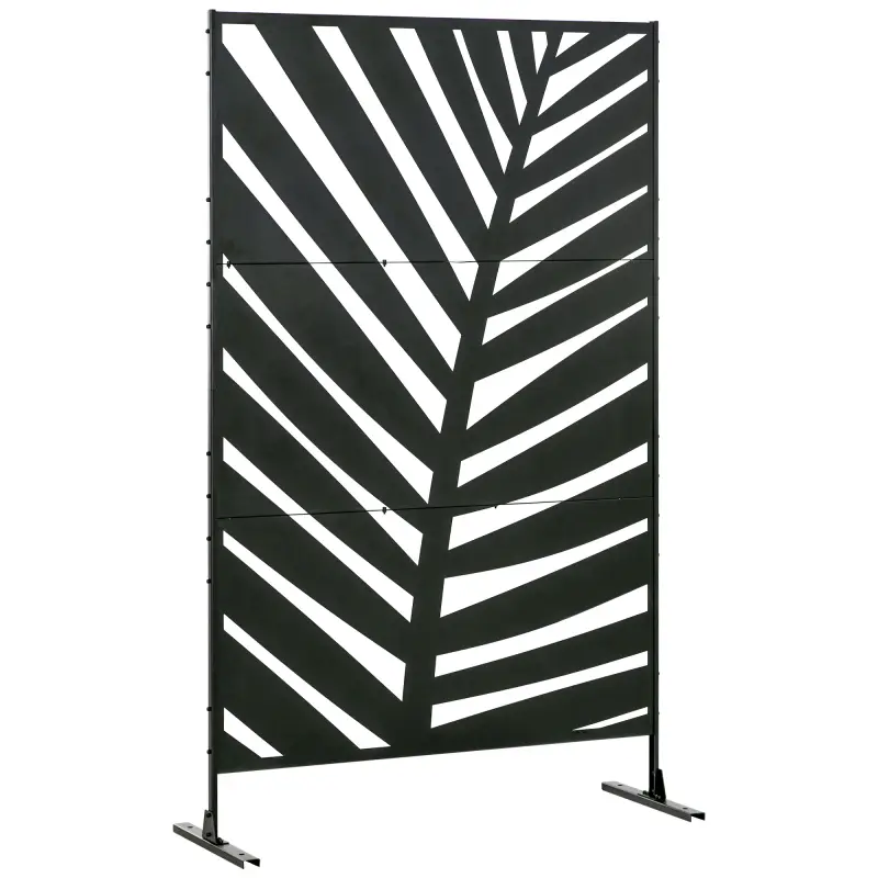 Biombo Separador de Ambientes con Diseño de Hoja de Plátano Biombo para Exterior Jardín Patio Terraza 122x45x198cm Negro