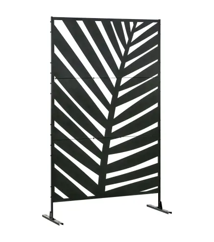 Biombo Separador de Ambientes con Diseño de Hoja de Plátano Biombo para Exterior Jardín Patio Terraza 122x45x198cm Negro