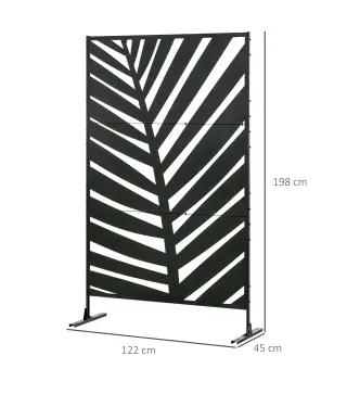 Biombo Separador de Ambientes con Diseño de Hoja de Plátano Biombo para Exterior Jardín Patio Terraza 122x45x198cm Negro