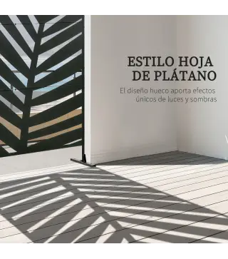 Biombo Separador de Ambientes con Diseño de Hoja de Plátano Biombo para Exterior Jardín Patio Terraza 122x45x198cm Negro