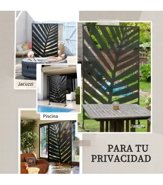 Biombo Separador de Ambientes con Diseño de Hoja de Plátano Biombo para Exterior Jardín Patio Terraza 122x45x198cm Negro