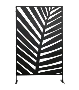 Biombo Separador de Ambientes con Diseño de Hoja de Plátano Biombo para Exterior Jardín Patio Terraza 122x45x198cm Negro