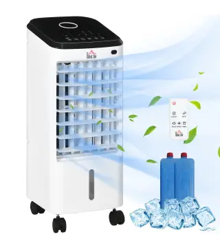 Climatizador Evaporativo 3,5L 3 en 1 Humidificador Ventilador 65W Pantalla LED 24,5x27x60 cm Blanco