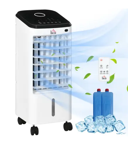 Climatizador Evaporativo 3,5L 3 en 1 Humidificador Ventilador 65W Pantalla LED 24,5x27x60 cm Blanco